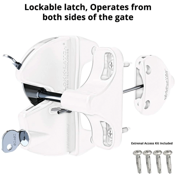 D&D LOKKLATCH - GRAVITY LATCH with EXTERNAL ACCESS KIT - WHITE